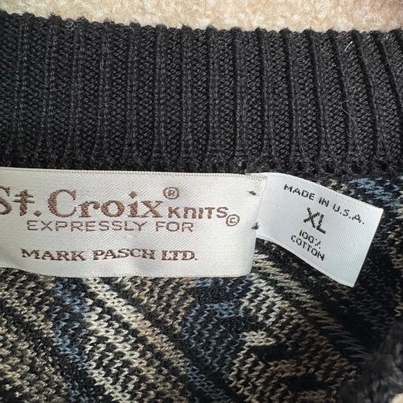 VINTAGE St Croix Knits Sweater Mens XL Crosby Grandpa Tribal Aztec Southwestern - Picture 7 of 7